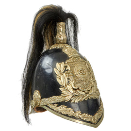 Original British Victorian P-1847 Dragoon Style “Albert” Helmet for The Queen’s Own Royal Yeomanry (Staffordshire Yeomanry) Light Cavalry Regiment with Black Plume - 1860-1870s Era