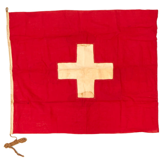 Original Swiss WWII “Federal Cross” Flag of Switzerland - 30" × 36" Original Items