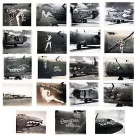 Original U.S. WWII B-17 B-24 Bomber Aircraft Nose Art Photograph Collection 4”x5” - 19 Photos