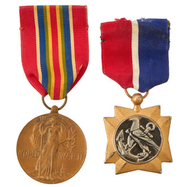 Original U.S. WWII United States Merchant Marine Medal Lot - (2) Items