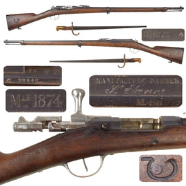 Original French Fusil Gras Modèle 1874 M80 Infantry Rifle by St. Etiénne Arsenal Serial G 28445 with Excellent Bore, Bayonet, and Scabbard - Dated 1875