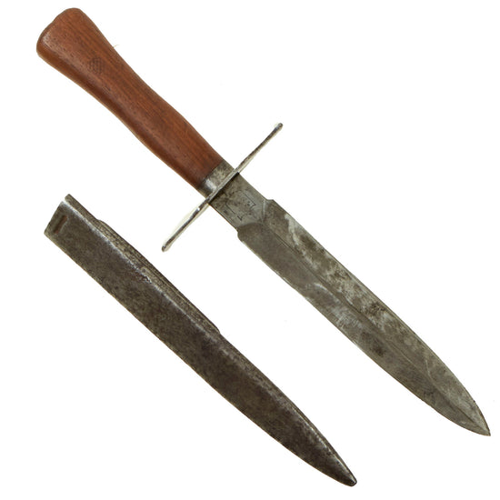 Original French WWI M1916 Type 2 Fighting Knife with Scabbard by J. Delaire - Le Vengeur de 1870 Original Items