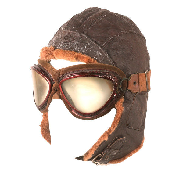 Original Japanese Pre-WWII Navy M-30 Winter Leather Flight Helmet