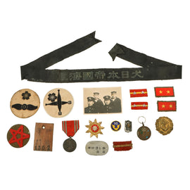 Original Imperial Japanese WWII Army & Navy Insignia Lot - 18 Pieces Total