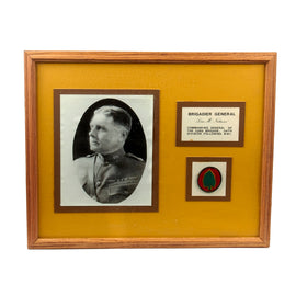 Original U.S. Post-WWI Brigadier General Louis M. Nuttman Framed 24th Infantry Division Patch & Photo - 17 ½ x 21 ½”