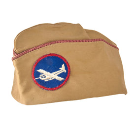 Original U.S. WWII Airborne Enlisted Garrison Cap with Artillery Piping & Paratrooper / Glider Patch - Size 7
