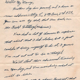 Original U.S. WWII Parachute Training Regiment Letter Lot - Pvt Merlyn Williams, 2th PTR