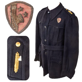 Original Italian WWII MVSN Militia Black Shirt Enlisted Men’s Uniform with Pocket Cape & Bullion Militia Unit Emblem