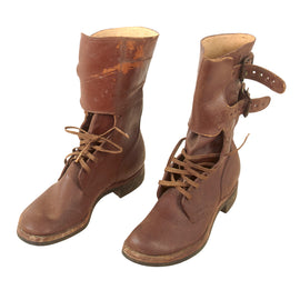 Original U.S. WWII M1943 Double Buckle Combat Service-Worn Boots - Mis-Matched Sizes 7 ½ B & 7 ½ C