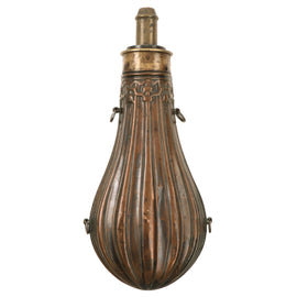 Original U.S. Civil War Era Brass Fluted Powder Flask with Intact Spring