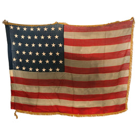 Original U.S. Spanish American War Large 45 Star Multi-Piece Wool National Flag with Fringe - 59 x 82”