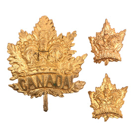 Original Canadian Boer War Service Cap Badge with Matching Collar Badges