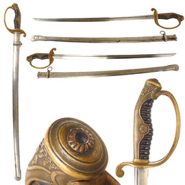 Original Imperial Japanese WWII Army Type 19 Kyu-Gunto Nickel-Plated Company Grade Officer’s Short Parade Sword with Scabbard