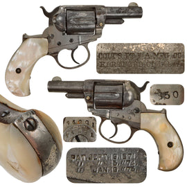 Original U.S. Colt Nickel Plated M1877 .38cal Lightning Revolver Made in 1882 with 2 1/2" Barrel and Mother of Pearl Grips - Matching Serial 34291