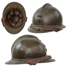 Original French WWI Officer’s Aluminum Parade Lightweight M1915 Adrian Helmet with Braided Chinstrap & Liner - Rare