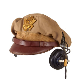 Original U.S. WWII USAAF Officer “Flighter” Khaki Crush Cap By Bancroft with ANB-H-1 Headset
