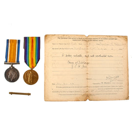 Original British WWI Wounded Machine Gunner Medal & Character Certificate Grouping of Sergeant Fairlie Bruce Craddock - Shot in the Jaw
