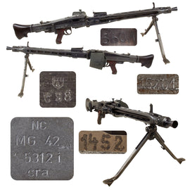 Original German WWII MG 42 Display Machine Gun by MAGET Serial 5312 i with Bipod, Belt Carrier, and Bolt - Made in 1944