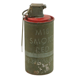 Original U.S. Cold War / Desert Storm Era Inert Red M18 Smoke Grenade With M201A1 Fuze