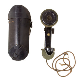 Original German WWI 1916 Trench Field Telephone Handset & Leather Carrier