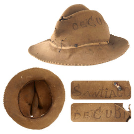 Original U.S. Spanish-American War Battle of Santiago de Cuba M1883 Campaign Hat Inscribed “SANTIAGO DE CUBA” with Serrated Edge