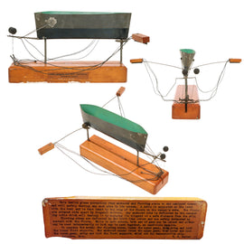 Original U.S. WWI Mine Sweeper and Ship Protector Patent Model with Moving Parts by Inventor W.C. Carter of Delaware, Ohio with Provenance Note on Base