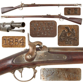 Original U.S. Civil War Era Springfield Model 1842 .69 Caliber Rifled Percussion Musket with Rear Ladder Sight, 1853 Lock and 1854 Barrel