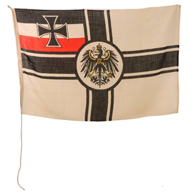 Original Imperial German WWI Kaiserliche Marine Reichskriegsflagge War Ensign Battle Flag with Halyard - 37 x 59”