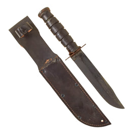 Original U.S. Vietnam War Era U.S.M.C. Mark 2 KA-BAR Fighting Knife by CAMILLUS in Oxblood Leather Sheath