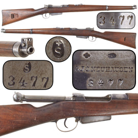 Original Antique Swiss Mannlicher Model 1893 Cavalry Straight Pull Carbine in 7.5×53.5mm GP90 by S.I.G. Neuhausen, Serial No. 3477, Circa 1895