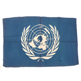 Original U.S. Korean War Era United Nations Flag with Tie Strings & Provenance Note from Aide to Gen. MacArthur - 21 x 34”