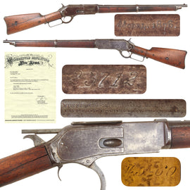 Original U.S. Rare Winchester Model 1876 "Mountie" .45-60 Saddle Ring Carbine Made in 1882 with Factory Letter - Serial 23712