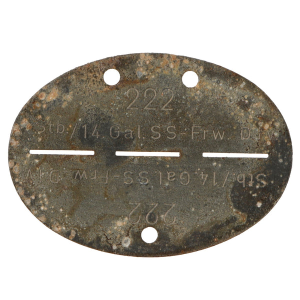 Original German WWII SS Identity Disc Dog Tag - 14th Waffen