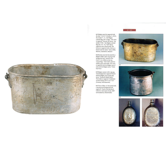 Original Belgian WWI Engraved Mess Kit Trench Art Dated 1914 - Featured In The Book “Trench Art, An Illustrated History” by Jane Kimball on Page 224 Original Items