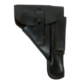 Original German WWII Black Leather High-Front Holster for Walther PP by C. Pose, Berlin - Dated 1944