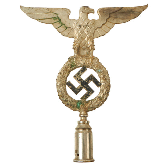 Original German WWII NSDAP National Socialist Party First Pattern Flag Pole Finial "Topper" with Socket - Plated Alloy Original Items