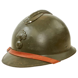 Original French WWII Model 1926 Adrian Infantry Combat Helmet with Complete Liner & Chinstrap
