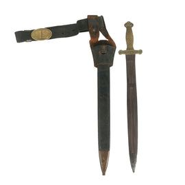 Original U.S. Civil War French Made Model 1832 Artillery Short Sword with Scabbard, Frog and Belt With Buckle - French Model 1816