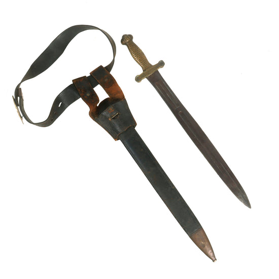 Original U.S. Civil War French Made Model 1832 Artillery Short Sword with Scabbard, Frog and Belt With Buckle - French Model 1816 Original Items