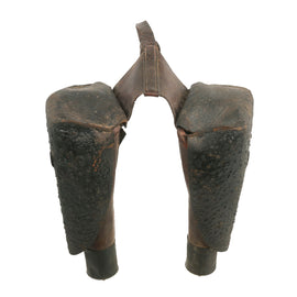Original U.S. Mexican-American War Era Leather Saddle Pommel Holsters For a Brace of Flintlock or Percussion Cap Pistols - Fits Pistols Up To 11 Inches