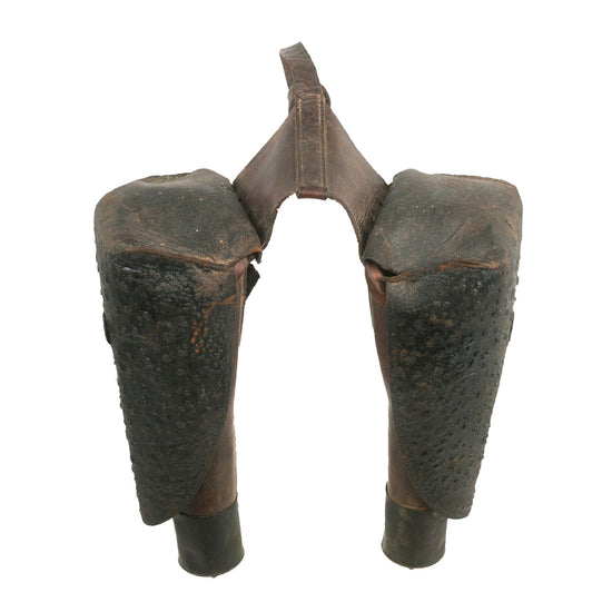 Original U.S. Mexican-American War Era Leather Saddle Pommel Holsters For a Brace of Flintlock or Percussion Cap Pistols - Fits Pistols Up To 11 Inches (Total Length) Original Items
