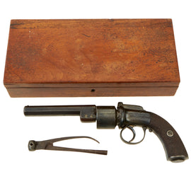 Original British Victorian .38cal Double Action Percussion Revolver in Custom Case with Bullet Mold - Circa 1840