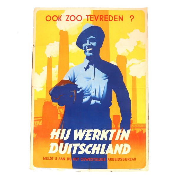 Original German WWII Dutch Occupation Propaganda Poster - Work in