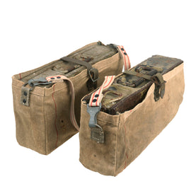 Original Rare German WWII Late War MG34 / MG42 Ammunition Box Carrying Bag Set with Boxes - Post War Reworked Straps