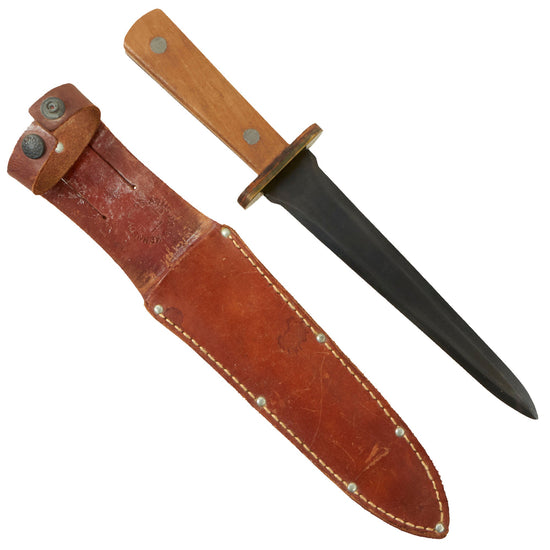 Original U.S. WWII Rare Kennedy Brothers Arms Company Knife With Correct Leather Scabbard Original Items