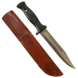 Original U.S. WWII KA-BAR Style Fighting Knife with Anderson Knife Co. Style Molded Plastic Grip & Leather Sheath