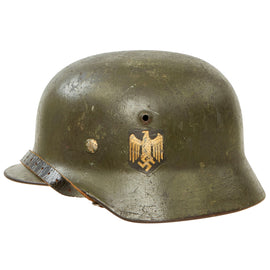 Original German WWII Army Heer M35 Double Decal Helmet with 1939 Dated 57cm Liner & Chinstrap - Stamped Q64