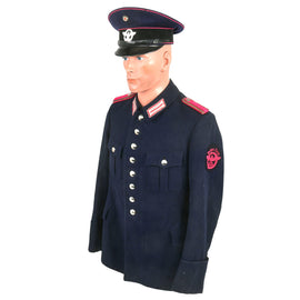 Original German WWII Feuerschutzpolizei Fire Protection Police Wachtmeister NCO's M36 Uniform Tunic and Named 57cm Visor Cap