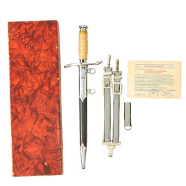 Original East German DDR Cold War Unissued NVA Honor Dagger With Original Hanger, Box and Warranty Card