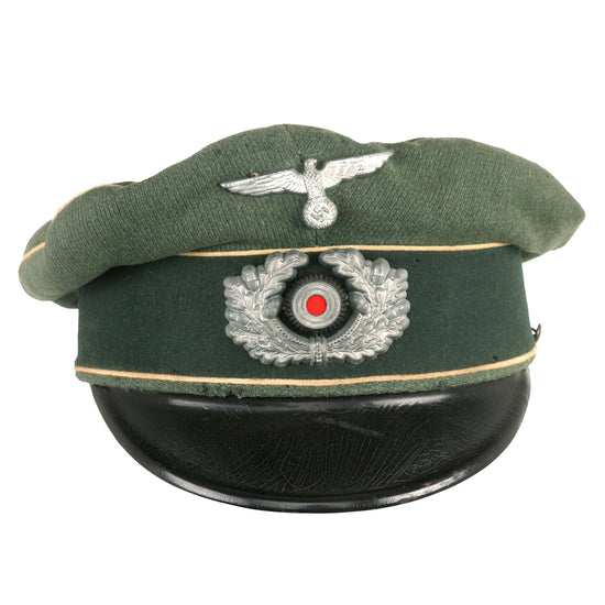 Original German WWII Army Heer Infantry EM/NCO Schirmmütze Visor Crush Cap with Jäger Regiment Markings - Dated 1935 Original Items